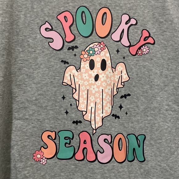 Retro Ghost Halloween Crewneck Pullover Sweater in Light Grey - Picture 4 of 7